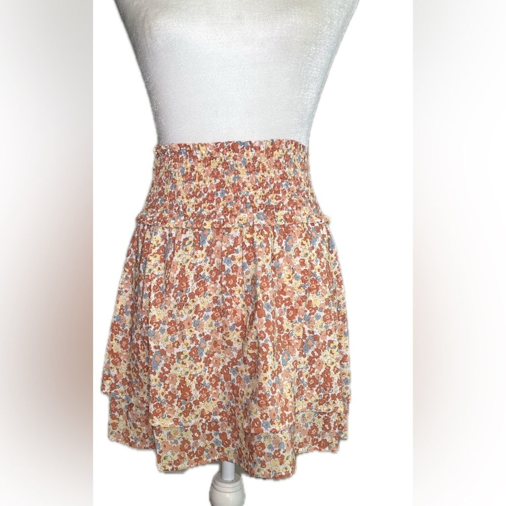 Rails Addison Floral Wildflower Pink Orange Ruffled Mini Skirt XS Extra Small - Picture 6 of 14